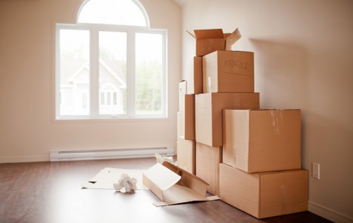 Business team preparing files and furniture for an office move