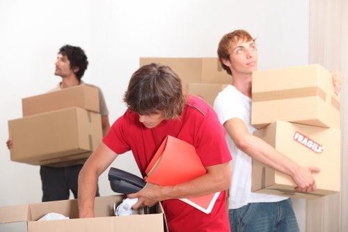 Packed boxes and wrapped household items ready for a home move