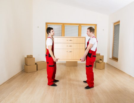 Office furniture and equipment ready for relocation in Finsbury Park